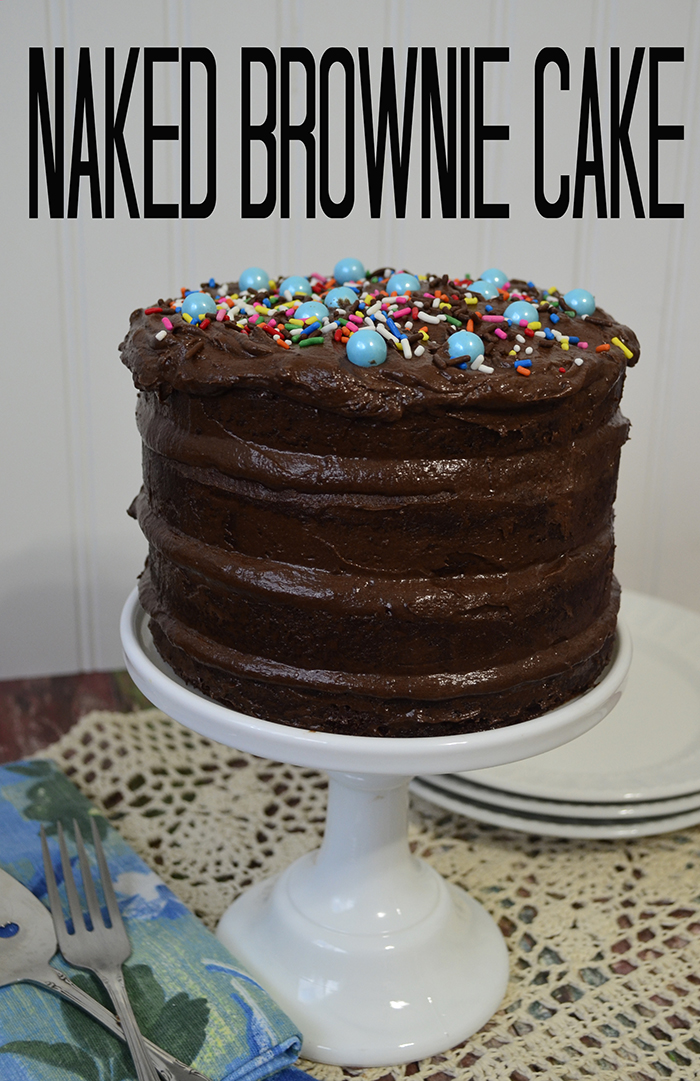Naked Brownie Cake for National Brownie Day - Pink Cake Plate