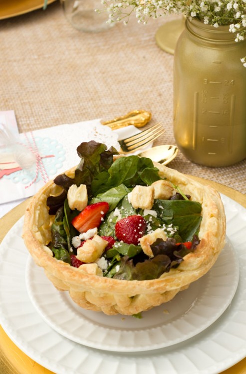 Strawberry Spinach Salad in Puff Pastry Bowl