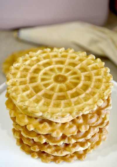 Caramel Pumpkin Cheesecake Pizzelle Cake