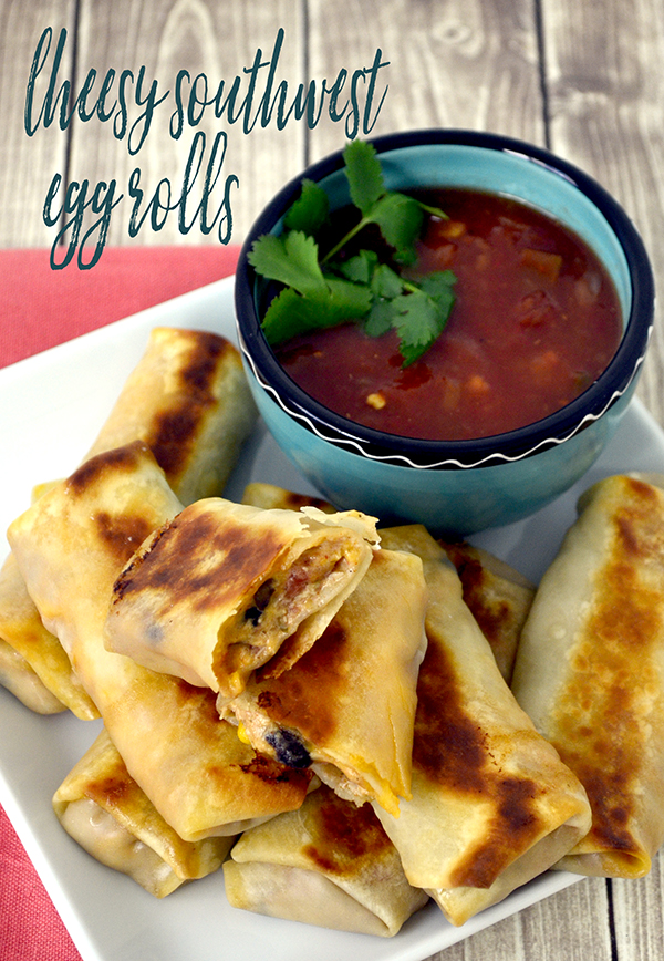 Cheesy Southwest Egg Rolls~Turn this Slow Cooker Creamy Chicken Chili into delicious and mouthwatering Cheesy Southwest Egg Rolls!