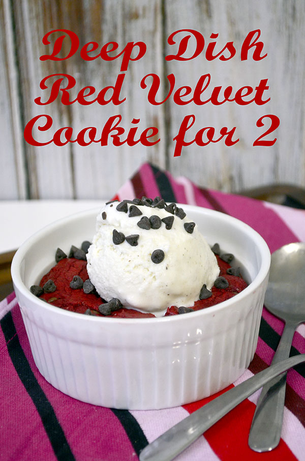 deep dish red velvet chocolate chip cookie for two 1