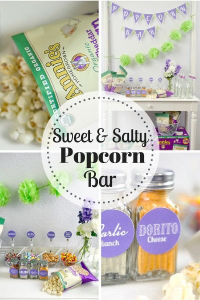 This Simple Sweet & Salty Popcorn Bar is so fun and easy to put together not to mention yummy! Using individual bags of popcorn even make clean up easy! #DiscoverAnnies