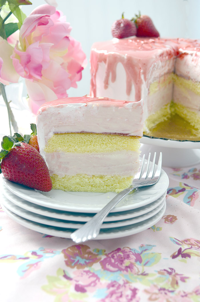 Mother's Day Made Easy Strawberry Splendor Cake - Pink Cake Plate