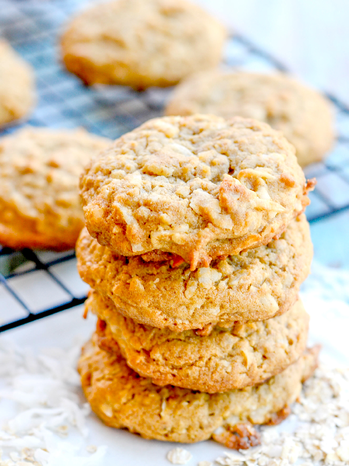 Easy Coconut Oatmeal Cookies - Pink Cake Plate