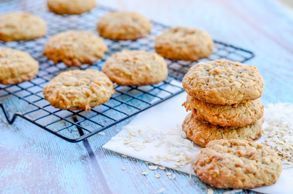 Easy Coconut Oatmeal Cookies - Pink Cake Plate