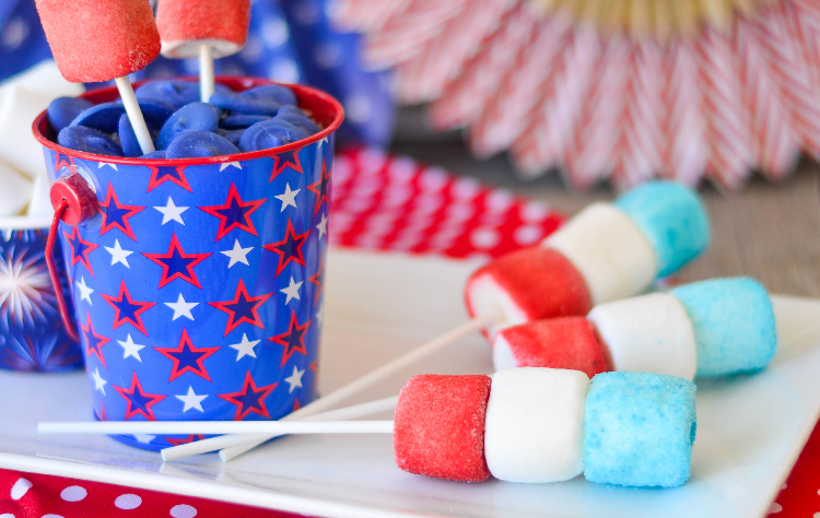 Marshmallow Jello Pops on white plate