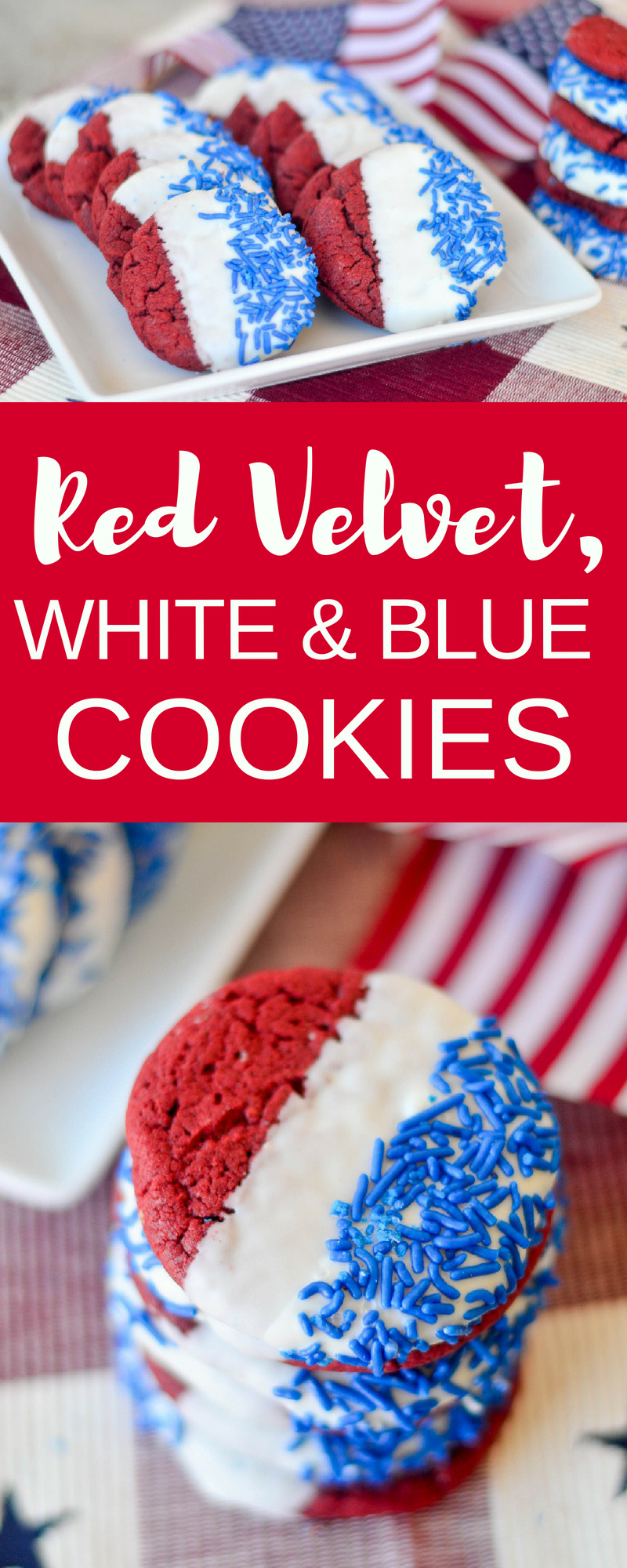 Red Velvet, White and blue cookies collage