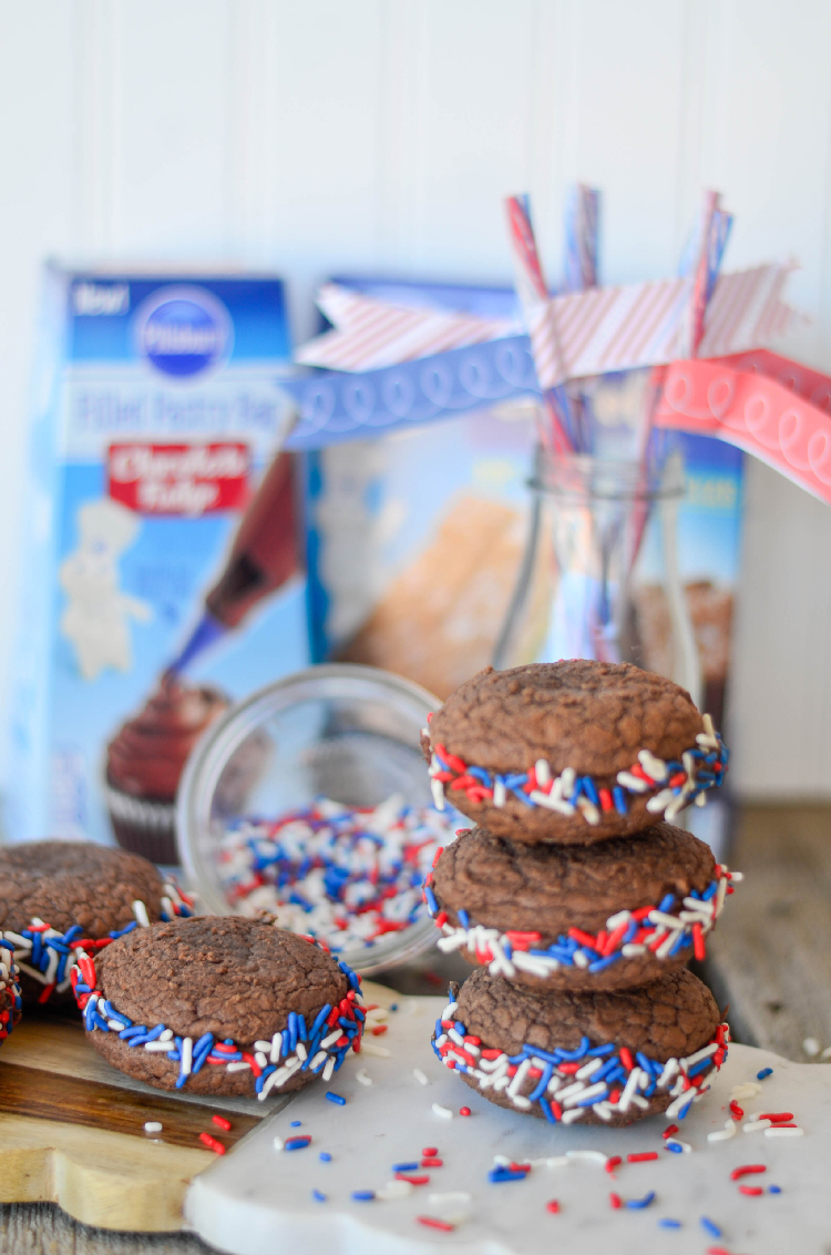 Easy whoopie Pies on marble board.